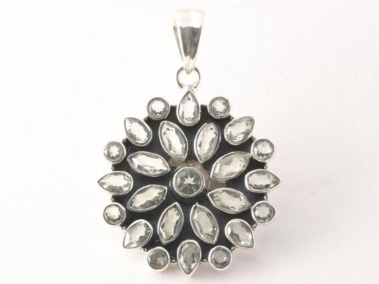 Grote zilveren hanger met groene amethist afbeelding 1