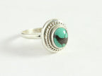 Bewerkte zilveren ring met groene turkoois afbeelding 1