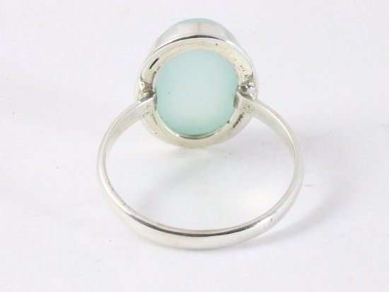 Ovale zilveren ring met aqua chalcedoon afbeelding 3