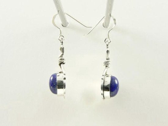Geknoopte zilveren oorbellen met lapis lazuli afbeelding 2
