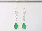 Lange zilveren oorbellen met jade en groene amethist afbeelding 2