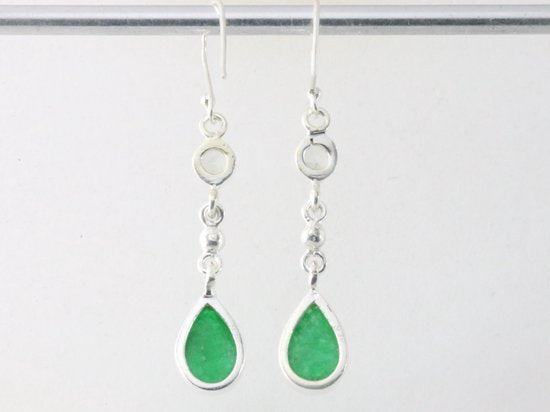 Lange zilveren oorbellen met jade en groene amethist afbeelding 2