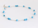 Fijne zilveren enkelband met blauwe turkoois afbeelding 2