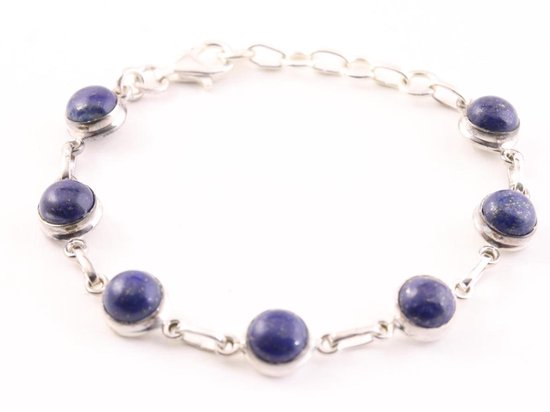 Zilveren schakelarmband met lapis lazuli afbeelding 1