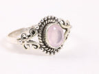 Fijne bewerkte zilveren ring met rozenkwarts afbeelding 1