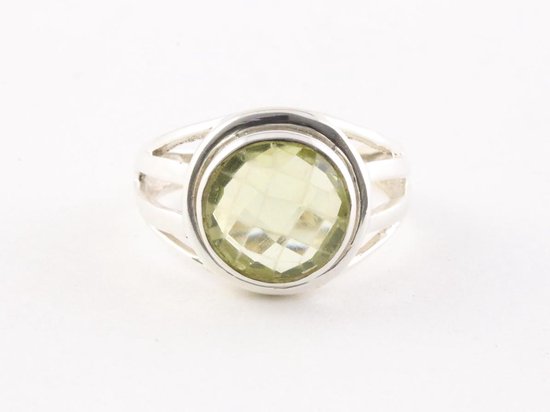 Opengewerkte zilveren ring met lemonkwarts afbeelding 4