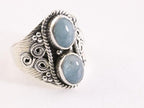 Bewerkte zilveren ring met aquamarijn afbeelding 1