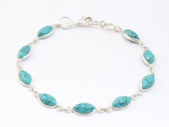 Fijne zilveren armband met turkoois afbeelding 1