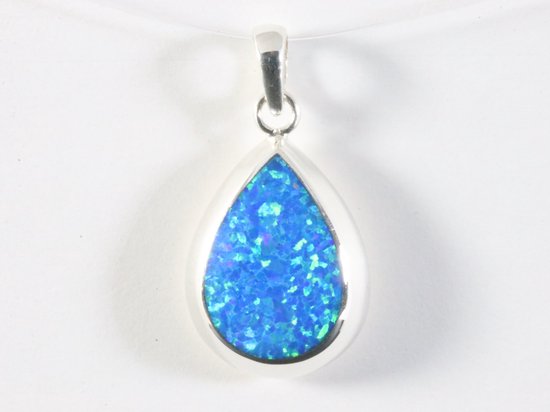 Druppelvormige hoogglans zilveren hanger met Australische opaal afbeelding 4