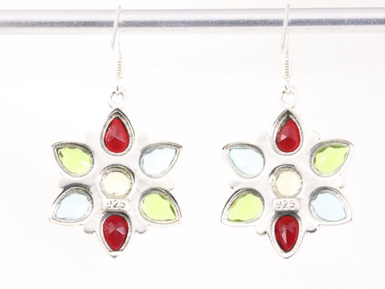 Zilveren oorbellen met multi color edelstenen afbeelding 3