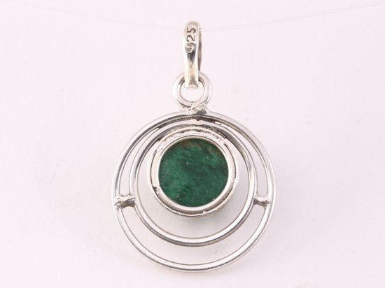 Ronde opengewerkte zilveren hanger met rode jaspis afbeelding 3