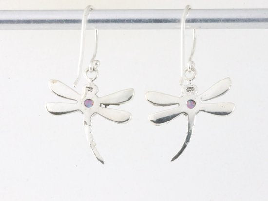 Fijne zilveren libelle oorbellen met Australische opaal afbeelding 2