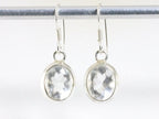 Fijne ovale zilveren oorbellen met bergkristal afbeelding 3