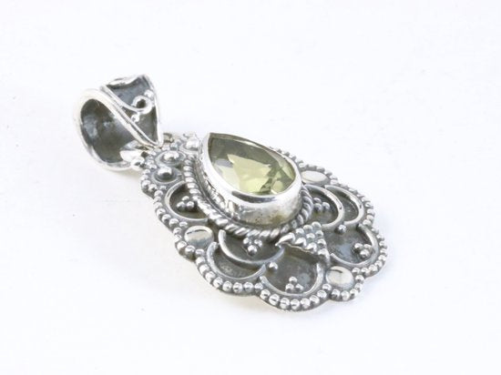 Traditionele bewerkte zilveren hanger met citrien afbeelding 2