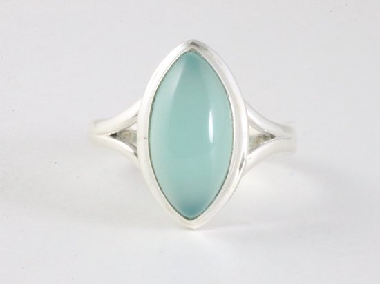 Hoogglans zilveren ring met aqua chalcedoon afbeelding 4