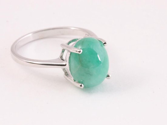 Hoogglans zilveren ring met sakota smaragd afbeelding 1