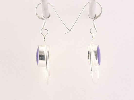 Ronde opengewerkte zilveren oorbellen met lapis lazuli afbeelding 2