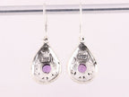 Opengewerkte zilveren oorbellen met amethist afbeelding 3