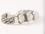 Zware gevlochten zilveren armband met witte agaat afbeelding 2