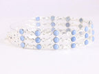 Brede zilveren schakelarmband met blauwe opaal afbeelding 2