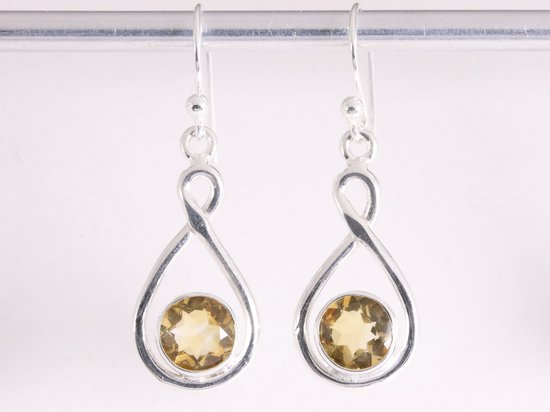 Opengewerkte zilveren oorbellen met citrien afbeelding 1
