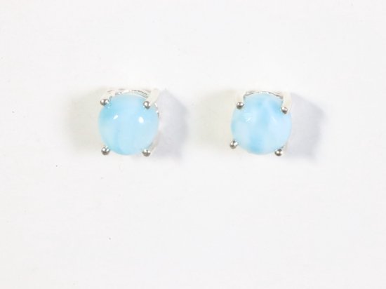 Fijne hoogglans zilveren oorstekers met larimar afbeelding 3