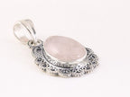 Bewerkte zilveren hanger met rozenkwarts afbeelding 2