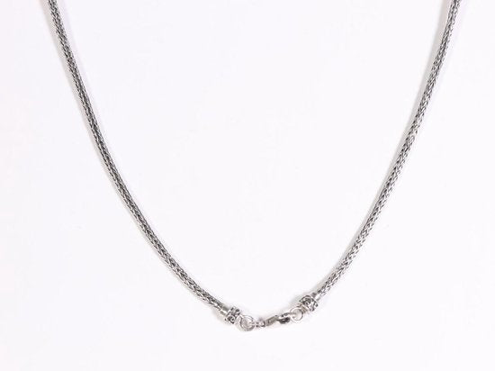 Traditionele bewerkte zilveren vossenstaart ketting met granaat afbeelding 4