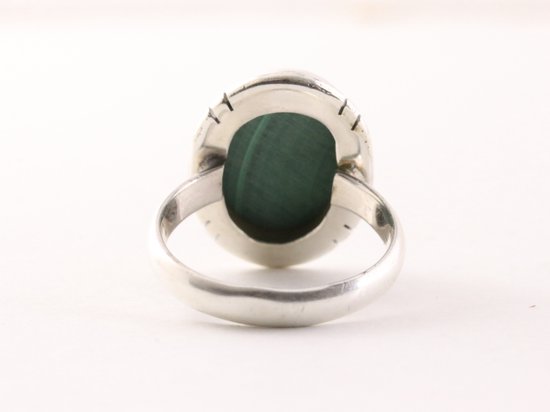 Ovale zilveren ring met malachiet afbeelding 3
