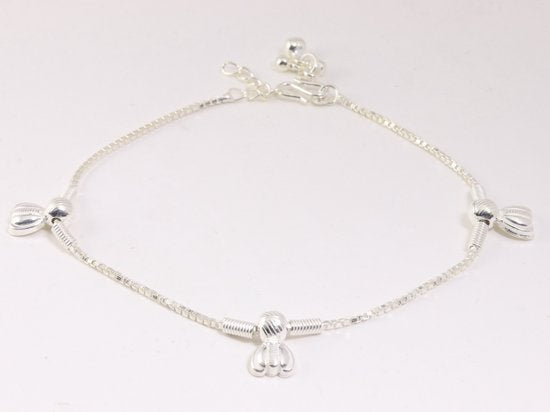 Zilveren enkelband met Venetiaanse schakels en bijen afbeelding 1