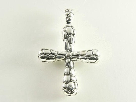 Grote bewerkte zilveren elektroform kruishanger afbeelding 2