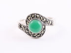 Zilveren ring met groene onyx en marcasiet afbeelding 2