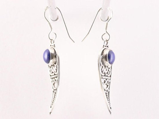 Opengewerkte zilveren oorbellen met lapis lazuli afbeelding 2