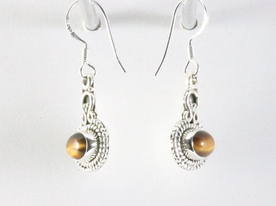 Bewerkte zilveren oorbellen met tijgeroog afbeelding 2