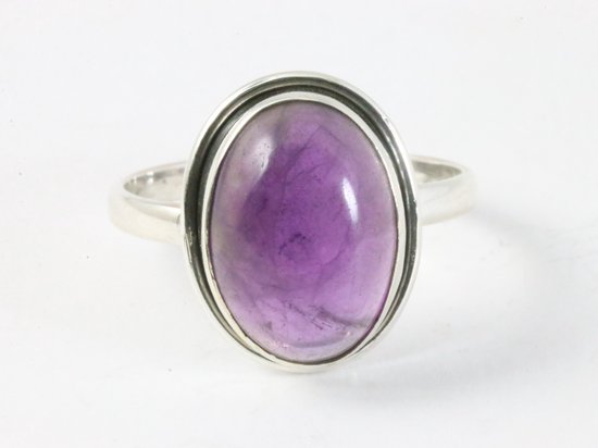 Ovale zilveren ring met amethist afbeelding 4