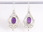 Opengewerkte zilveren oorbellen met amethist afbeelding 3