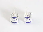 Zilveren oorstekers met blauwe saffier afbeelding 2