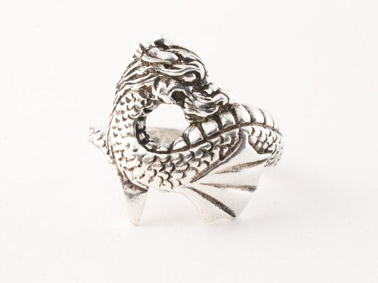 Zilveren draak ring afbeelding 2