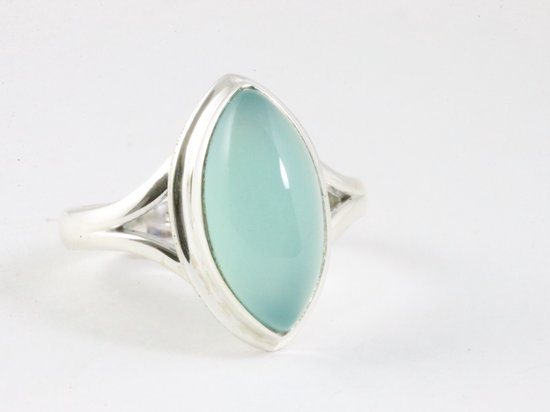Hoogglans zilveren ring met aqua chalcedoon afbeelding 1