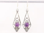 Lange opengewerkte zilveren oorbellen met amethist afbeelding 5