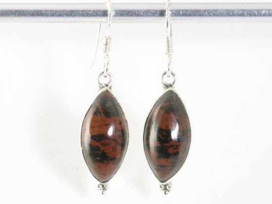 Zilveren oorbellen met rode obsidiaan afbeelding 3