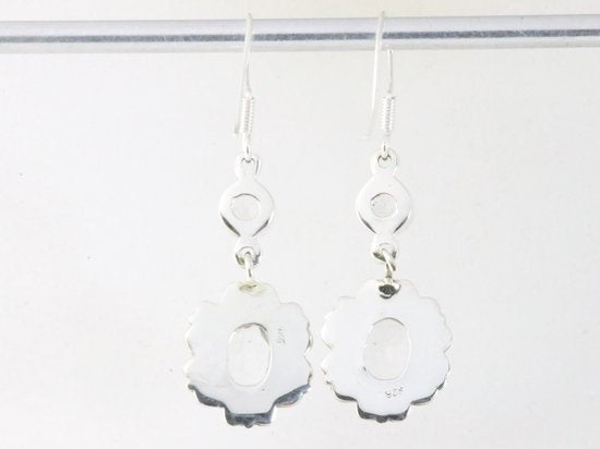 Lange bewerkte zilveren oorbellen met bergkristal afbeelding 2