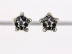Fijne zilveren oorstekers met onyx en marcasiet afbeelding 4