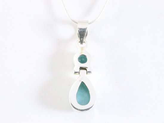 Zilveren hanger met larimar en blauwe topaas aan ketting afbeelding 3