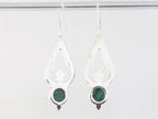 Lange opengewerkte zilveren oorbellen met malachiet afbeelding 3