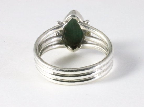 Opengewerkte zilveren ring met malachiet afbeelding 3