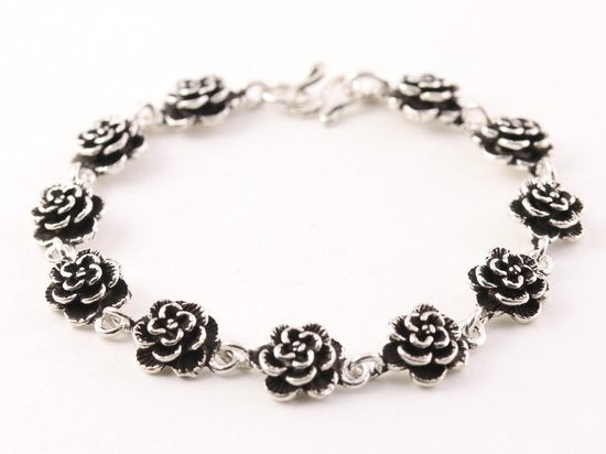 Zilveren armband met roosjes afbeelding 1
