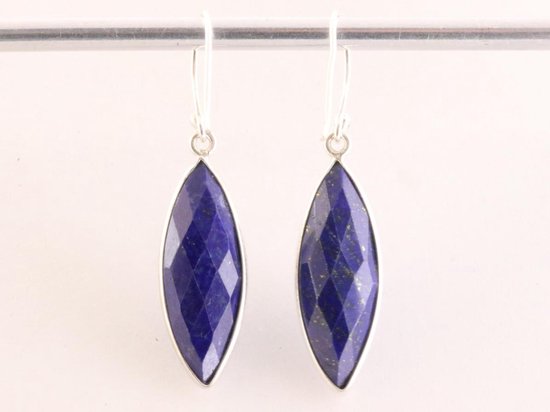 Zilveren oorbellen met gefacetteerde lapis lazuli afbeelding 4