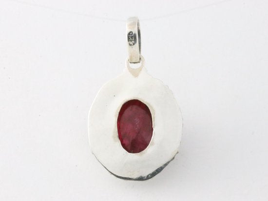 Bewerkte zilveren hanger met robijn afbeelding 3