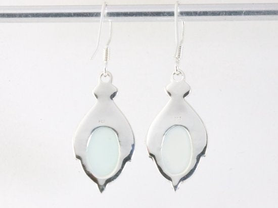 Bewerkte zilveren oorbellen met aqua chalcedoon afbeelding 3